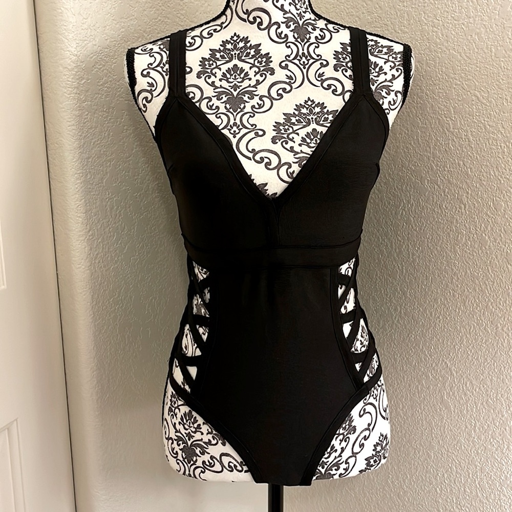 Black One-Piece Bathing Suit/ Bodysuit